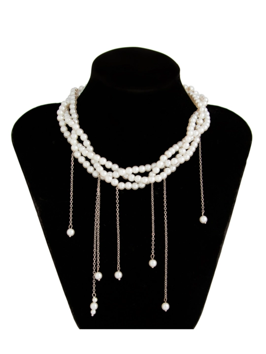 Sun’iy marvariddan yasalgan ko‘p qatlamli choker marjon, marjon, ayollar taqinchoqlari