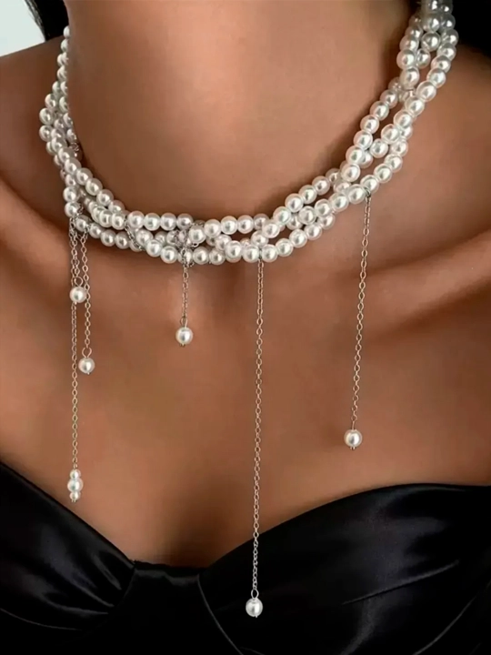 Sun’iy marvariddan yasalgan ko‘p qatlamli choker marjon, marjon, ayollar taqinchoqlari