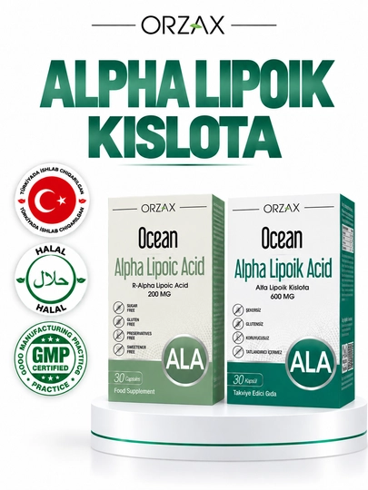 Alfa-lipol kislotasi 200 mg-600 mg BOD Orzax Ocean Alpha Lipoic acid (30 tabletka) - 