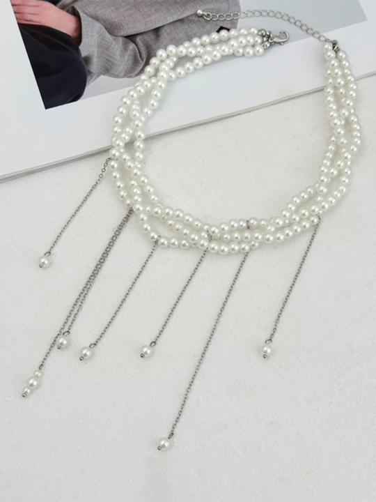 Sun’iy marvariddan yasalgan ko‘p qatlamli choker marjon, marjon, ayollar taqinchoqlari