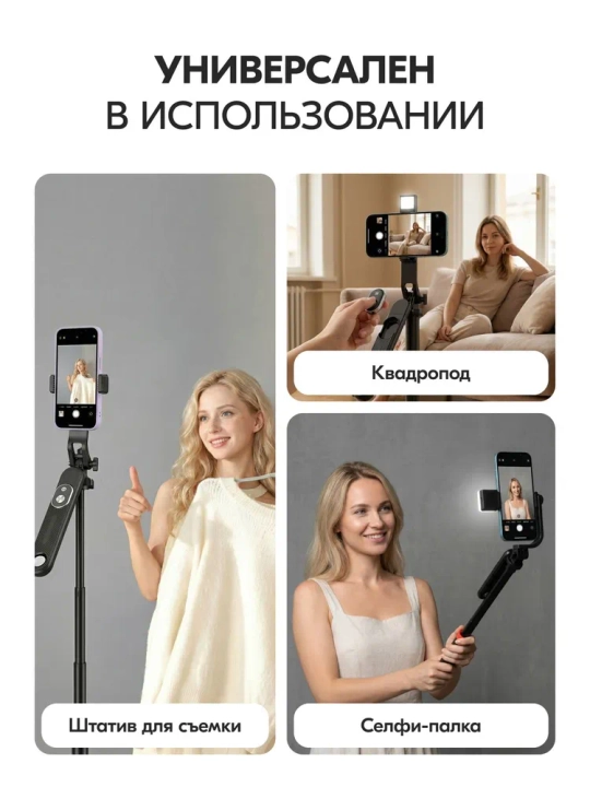 Штатив селфи-палка, с дистанционным пультом управления