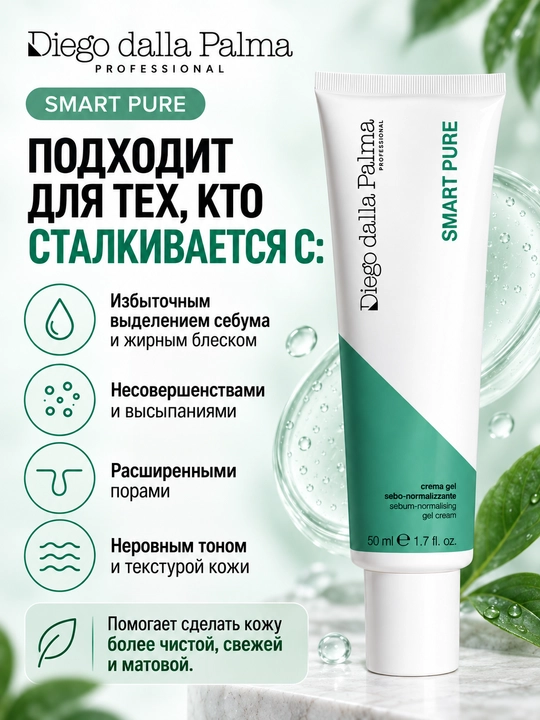 Sebumni me’yorlashtiruvchi gel-krem Diego dalla Palma Professional SMART PURE