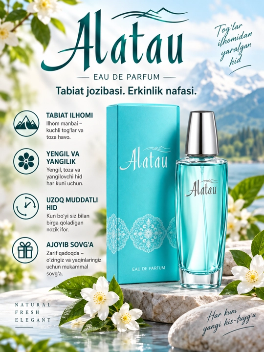 Ayollar uchun Alatau ifori, gulli-yog‘ochli hid, 50 ml - 