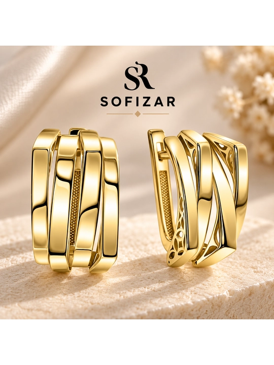 Женские золотые серьги Sofizar 585 пробы, 5.870 грамм, арт. 212001104 - 