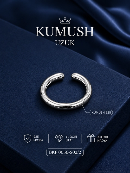 925 probali kumush uzuk ayollar uchun, 10 xil modelda - 