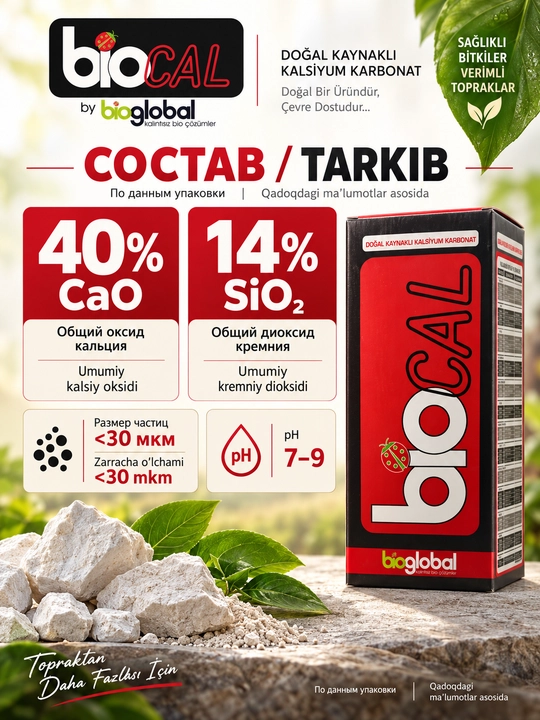 BIOCAL — природный карбонат кальция для растений, 1 кг