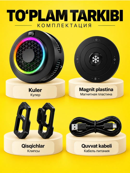 Smartfon uchun RGB yoritilgan magnitli o‘yin sovutgichi, PUBG uchun telefon sovutgichi