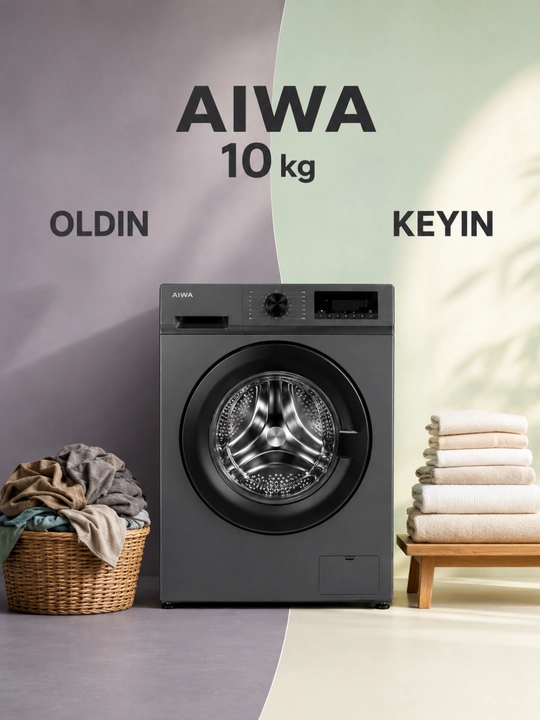10 kg frontal kir yuvish mashinasi, Steam, Auto Sensing, inverter motor, 15 daqiqa