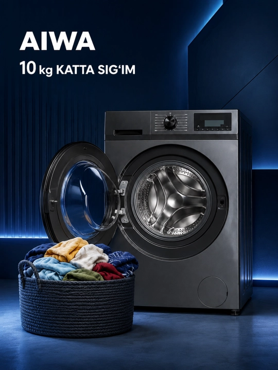 10 kg frontal kir yuvish mashinasi, Steam, Auto Sensing, inverter motor, 15 daqiqa