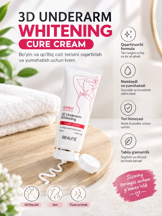 3D Underarm Whitening Cure Cream – Отбеливающий крем для подмышек (100 мл)