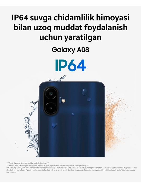 Смартфон Samsung Galaxy A08, 4/128 ГБ, экран 6,7″, 6000 мА·ч, камера 50 МП