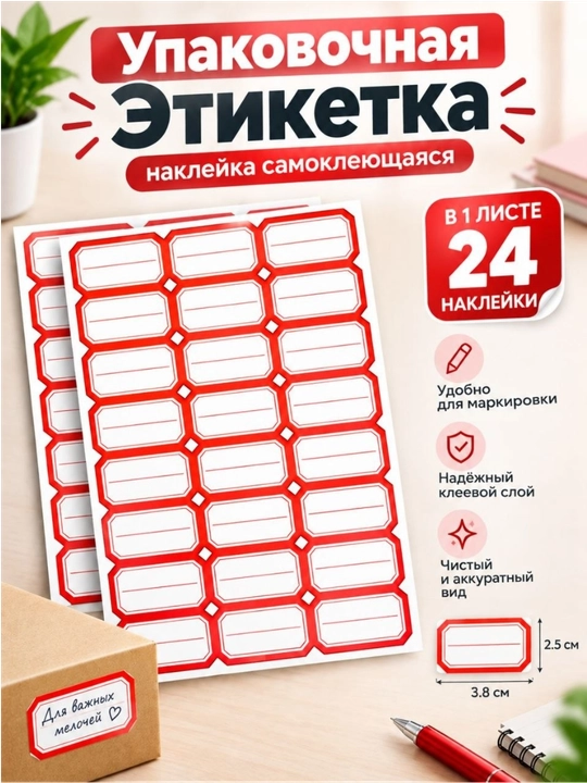 Qadoqlash uchun yozuvli stikerlar 24 dona, nakleyka, etiketka, stiker - 