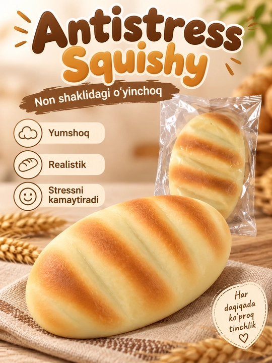 Антистресс Squishy в форме хлеба, мягкая игрушка-сквиши для снятия стресса