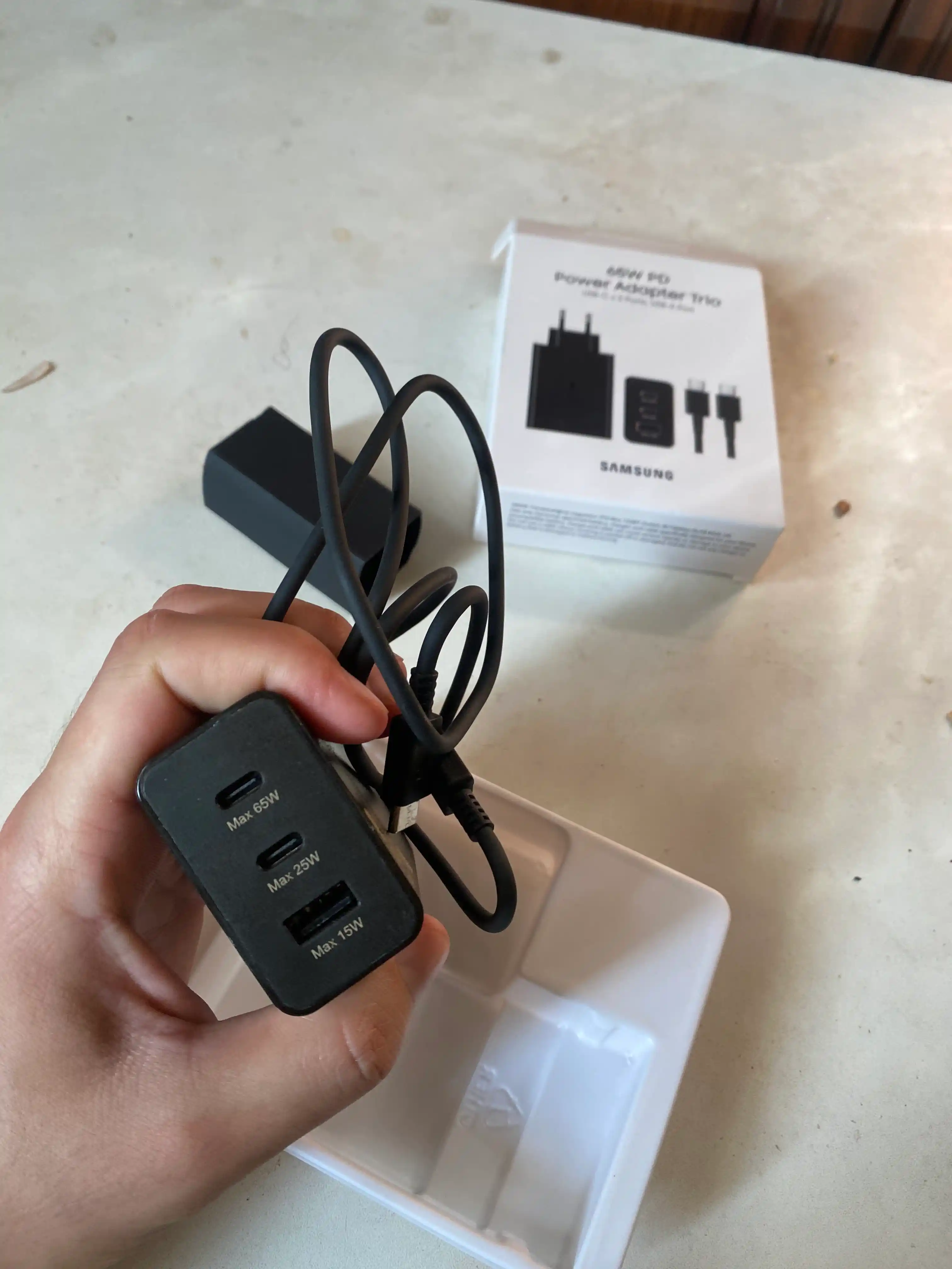 Samsung 65W PD adapter, USB-C tezkor zaryadlovchi, samsung zaryadchik, kabel bilan