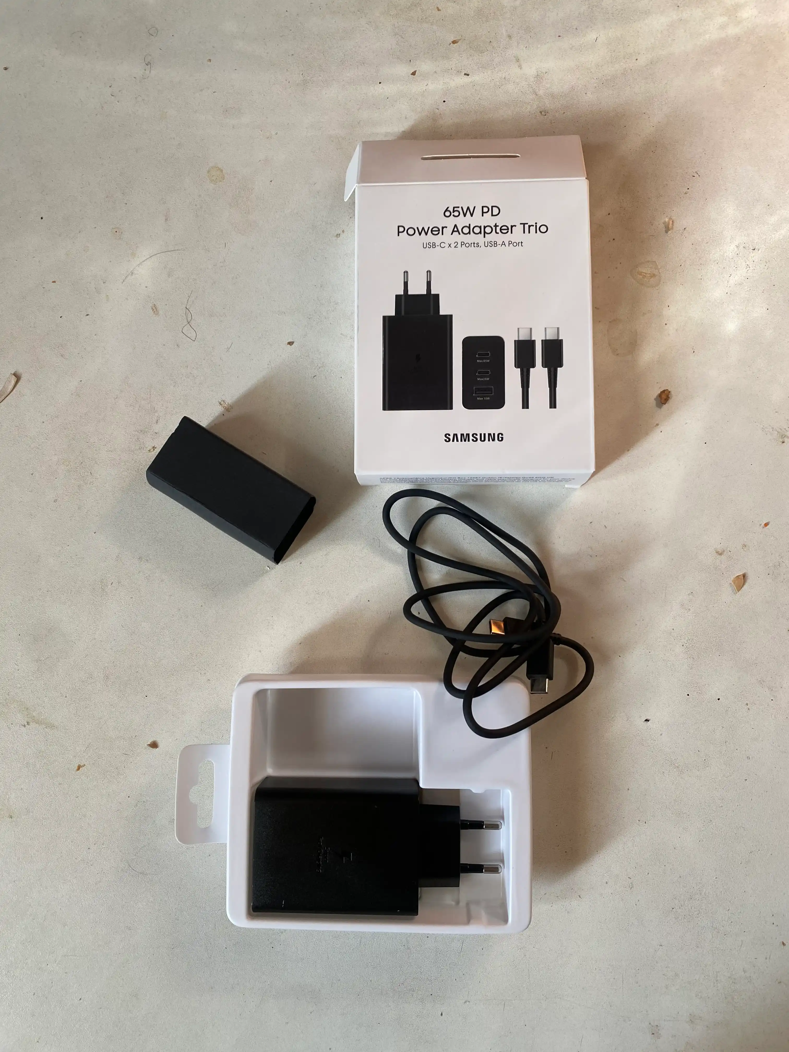 Samsung 65W PD adapter, USB-C tezkor zaryadlovchi, samsung zaryadchik, kabel bilan