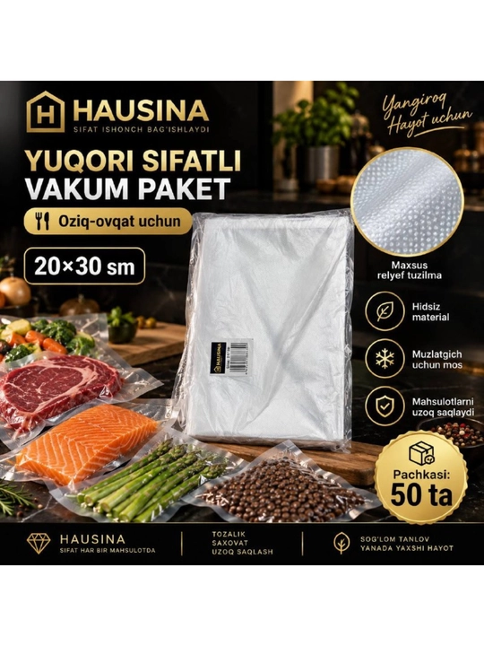 Vakumator paketi, 15*20 sm, 50 dona - 