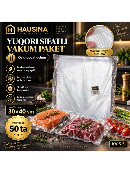 Vakumator paketi, 15*20 sm, 50 dona - 