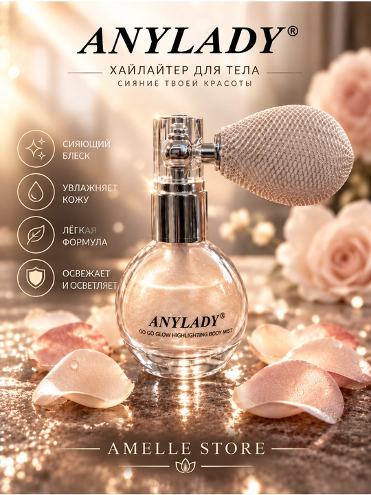 Мист для тела, сияющий спрей, хайлайтер для тела, парфюмерный мист, ANYLADY, косметический - 
