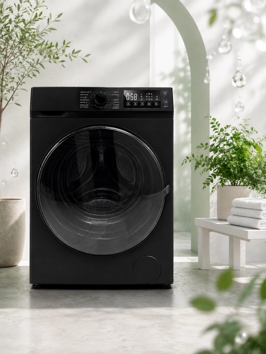 AIWA 6 kg frontal kir yuvish mashinasi, displeyli boshqaruv paneli, qora