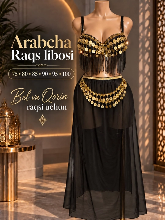 Arabcha raqs libosi, sharqona raqs kostyumi tangachali, 75–100 - 