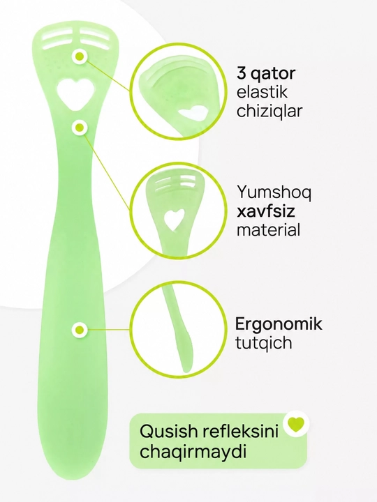 Til uchun qirg‘ich, og‘iz bo‘shlig‘i gigiyenasi va karashni ketkazish uchun til tozalagich