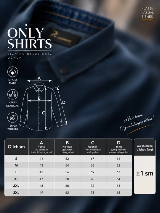 ONLY SHIRTS erkaklar uchun kuzgi ko‘ylak, uzun yengli