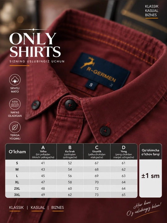 ONLY SHIRTS erkaklar uchun kuzgi ko‘ylak, uzun yengli