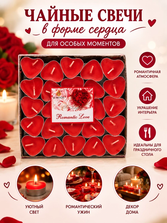 Romantic Love" dekorativ shamlar to'plami (50 dona) - 