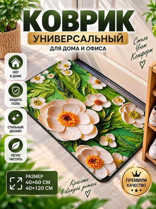 Цветочный коврик для дома и прихожей