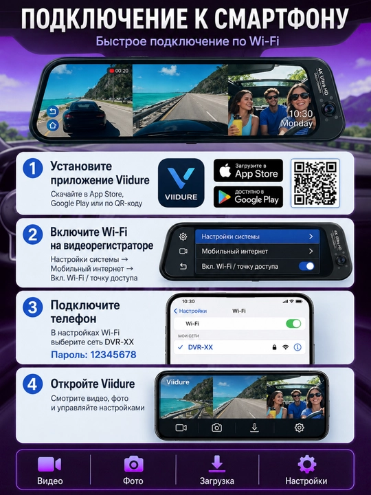 Автомобильный видеорегистратор TOMBOSS T16, зеркало с 3 камерами и 4K