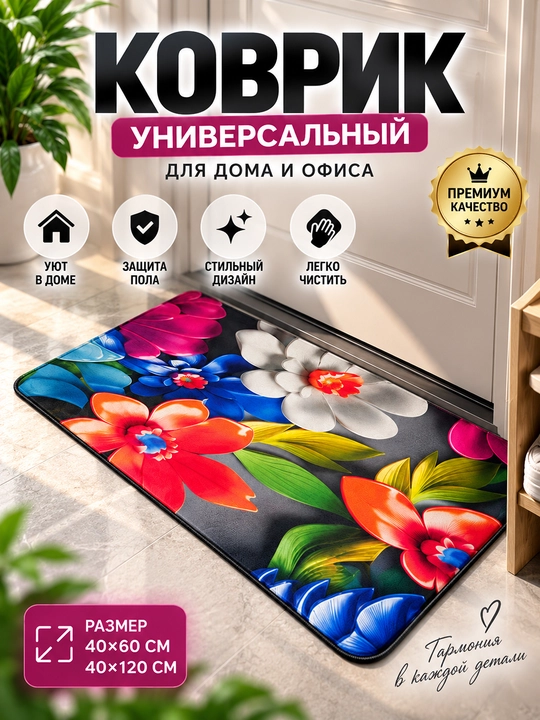 Цветочный коврик для дома и прихожей - 