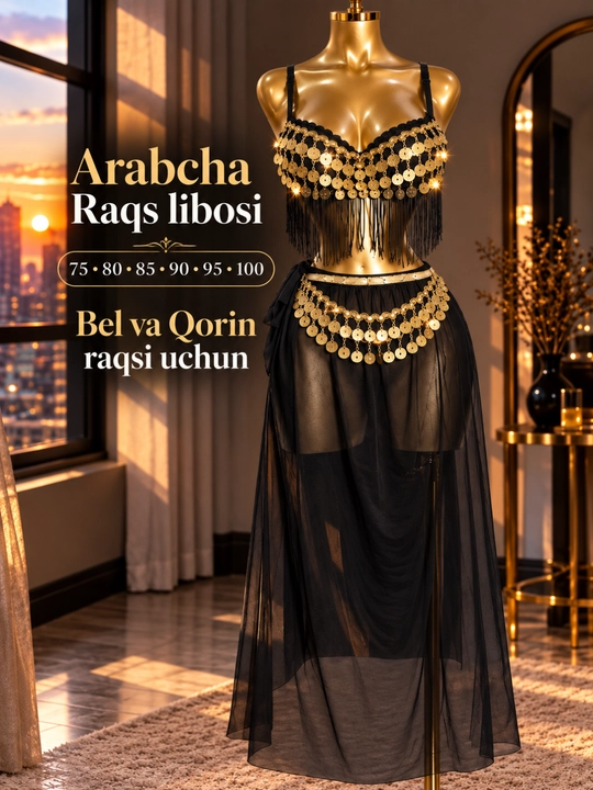 Arabcha raqs libosi,sharqona raqs kostyumi tangachali,75–100 - 