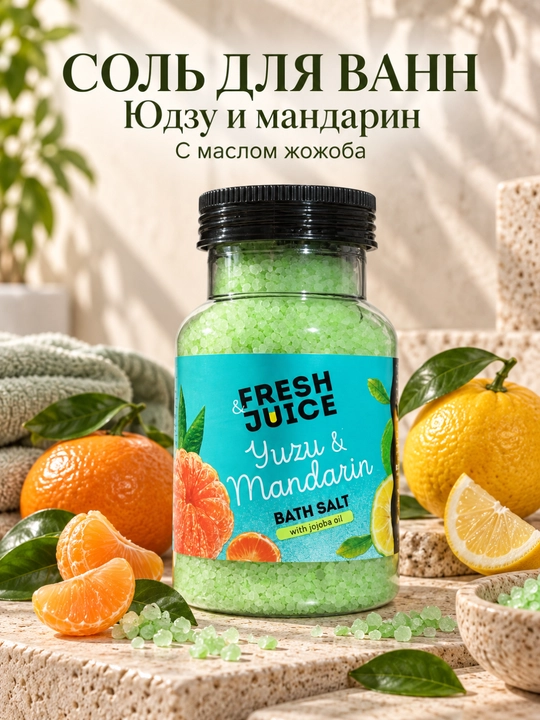 Соль для ванн, Fresh Juice, расслабление и увлажнение с морской солью - 