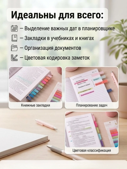 Набор наклеек для заметок, стикеры наклейки и закладка для книг