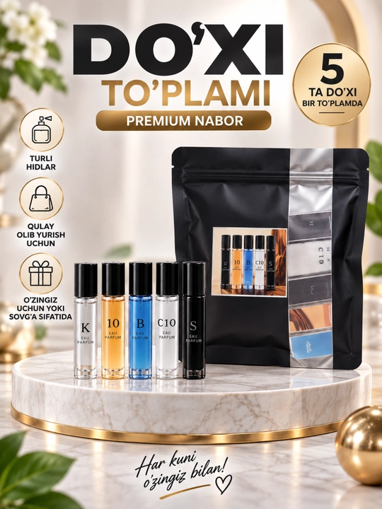 Erkaklar uchun feromonlar to‘plami, 5 dona, 10 ml