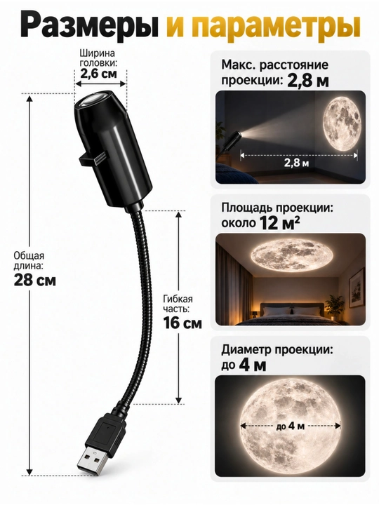 USB Mini Fazo Proyektori, 33 xil koinot ,manzara, yotoqxona, bolalar xonasi uchun sovgʻa
