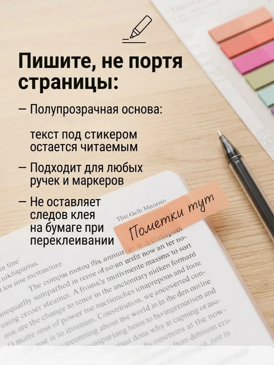 Набор наклеек для заметок, стикеры наклейки и закладка для книг