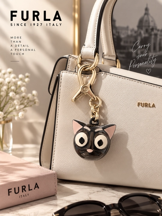 Furla Hashtag 3D Cat WK00532 — женский брелок-шарм для ключей и сумки