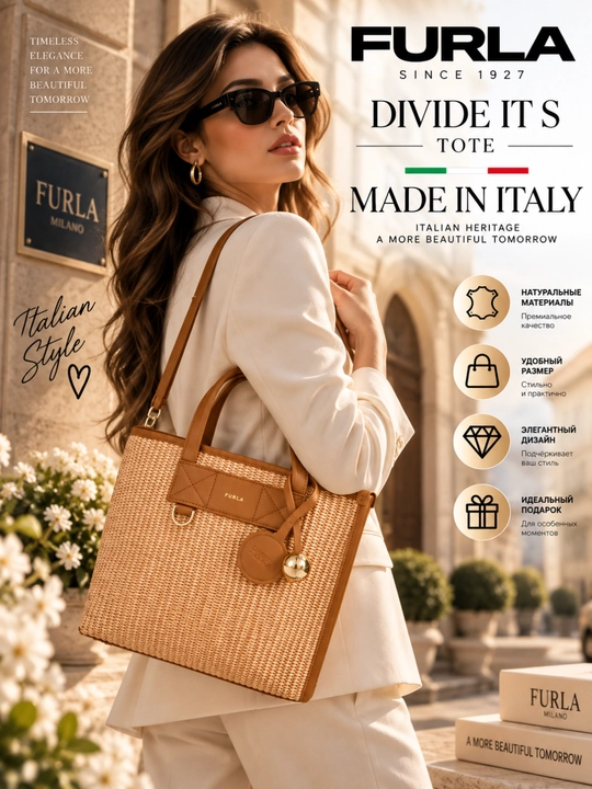 Ayollar uchun Furla Divide It Tote S WB02038, yechiladigan sozlanadigan tasmali sumka
