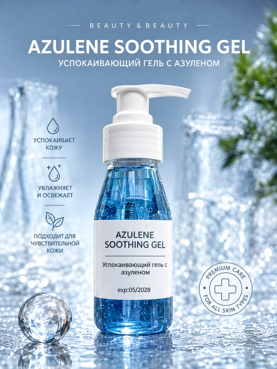 Успокаивающий гель для лица с азуленом  Azulene Soothing Gel 60 мл - 