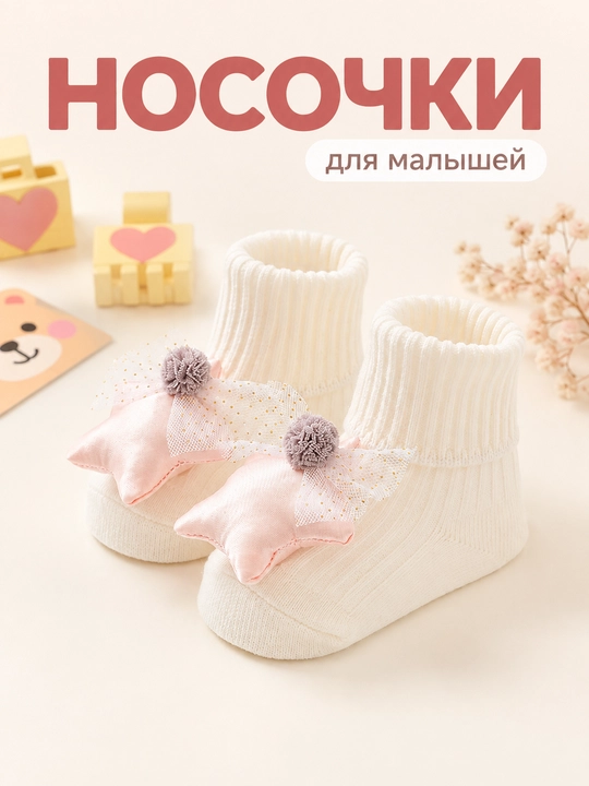 Милые детские носочки со зверушками для новорождённых, с противоскользящим покрытием - 