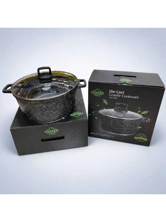 Qozon UAKEEN 32 cm 7.8 L granit yopishmaydigan (qora) - 