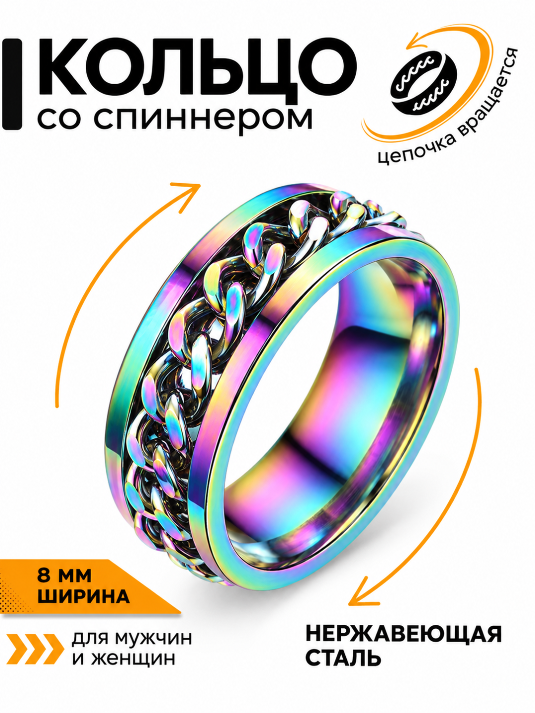 Антистрессовое кольцо, для мужчин и женщин, кольцо-спиннер, подходит для подарка - 