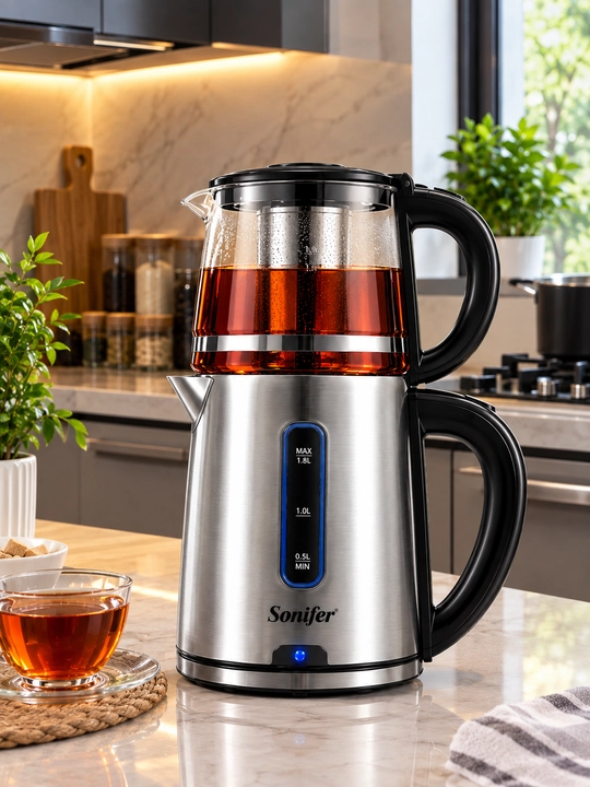 Sonifer Elektr Choynak va Damlama Choynak (Tea Maker, 1500 Vt, Metall-Shisha korpus)