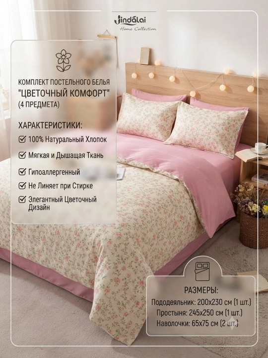Комплекты стильного постельного белья, двухспального, 4 предмета, с кружевом, дышащие