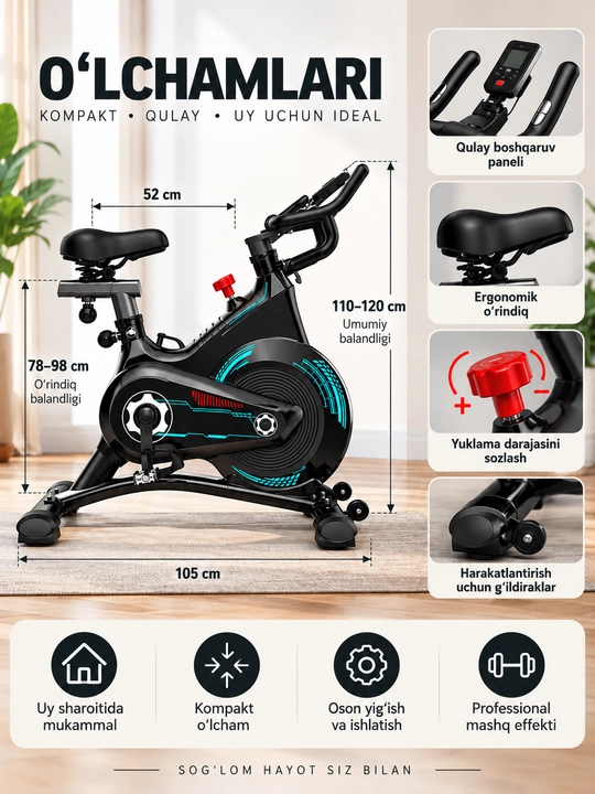 Velotrenajyor , intensiv kardio mashqlar uchun sport velosipedi, sozlanadigan