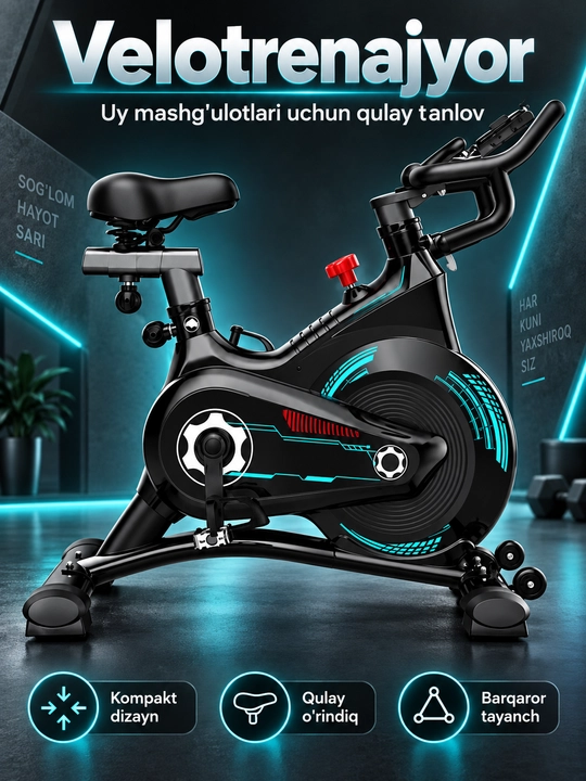 Velotrenajyor , intensiv kardio mashqlar uchun sport velosipedi, sozlanadigan - 