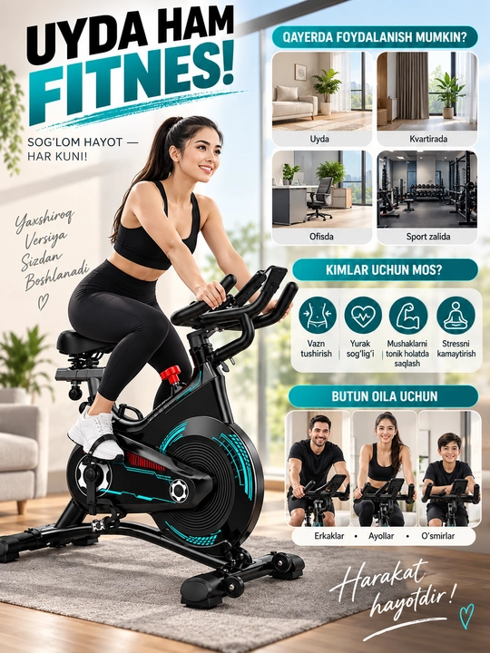 Velotrenajyor , intensiv kardio mashqlar uchun sport velosipedi, sozlanadigan