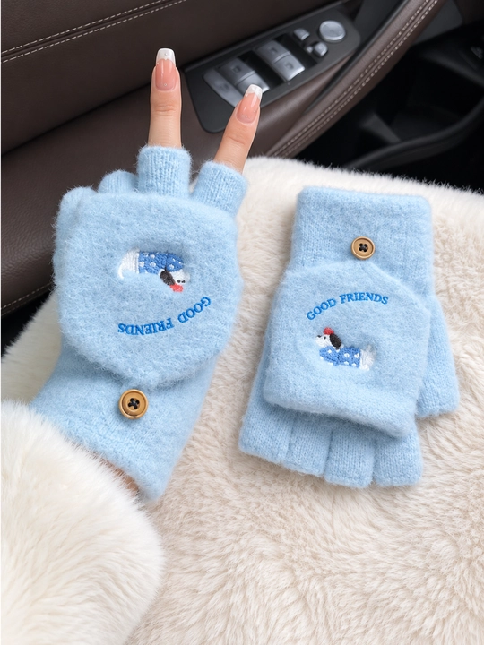 Женские перчатки, тёплые зимние перчатки, необычные перчатки с дизайном