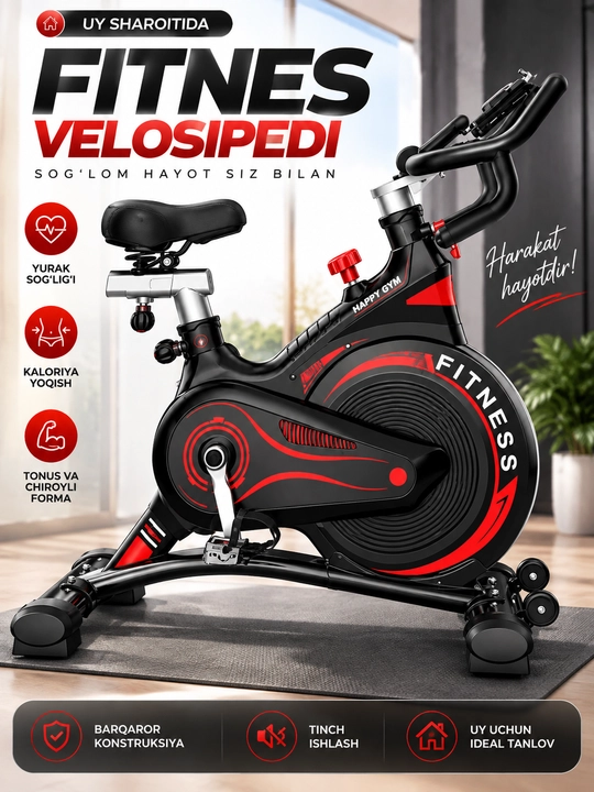 Velotrenajyor , intensiv kardio mashqlar uchun sport velosipedi, sozlanadigan - 